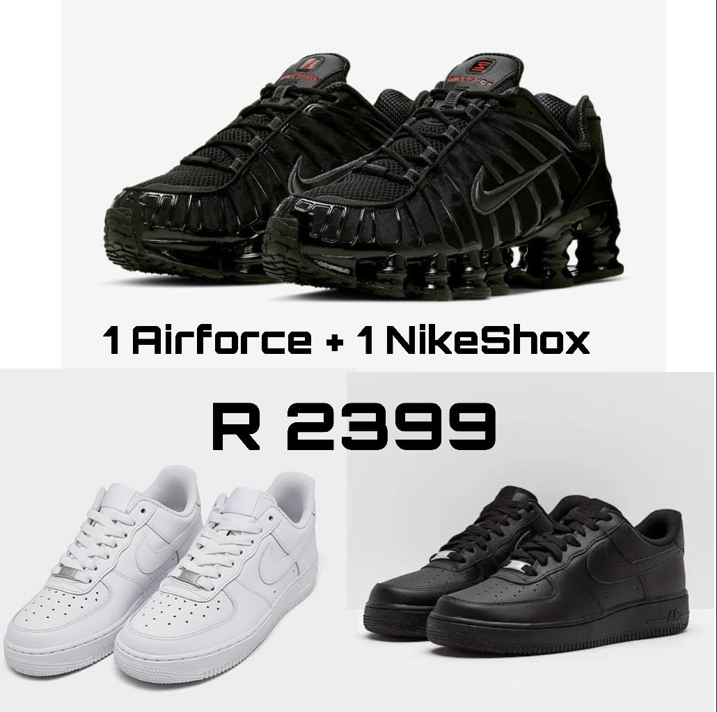 Black Nike Shox + 1 Airforce