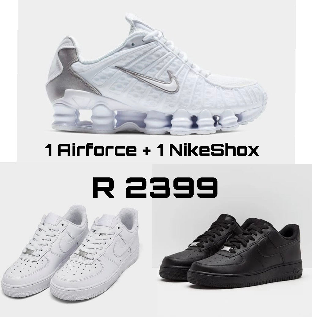 White Nike Shox + 1 Airforce